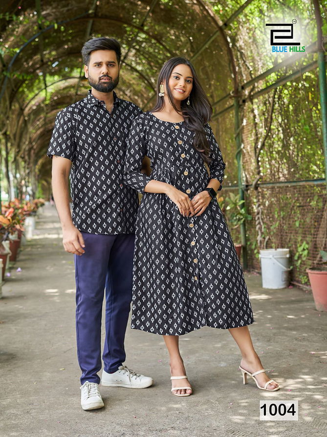 Trendy Couple 2.0 Blue Hills Printed Shirt And Kurti Catalog